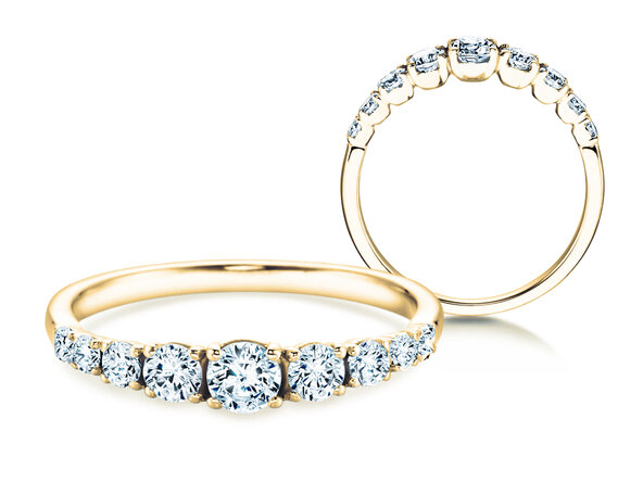 Verlobungsring 9 Diamonds in 18K Gelbgold mit Diamanten 0,61ct G/SI