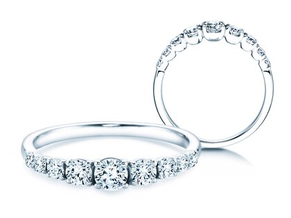 Verlobungsring 9 Diamonds in 18K Weißgold mit Diamanten 0,61ct G/SI
