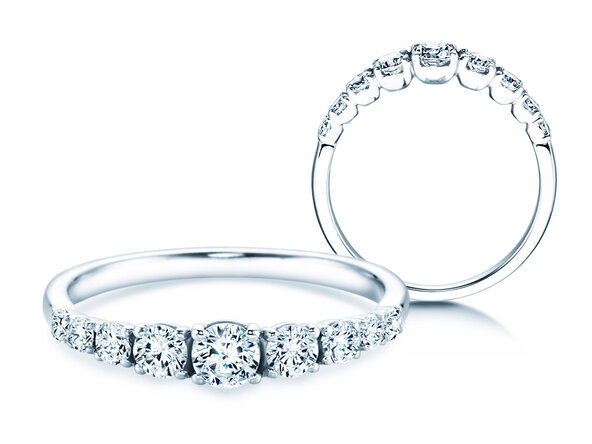 Verlobungsring 9 Diamonds in 18K Weißgold mit Diamanten 0,61ct G/SI