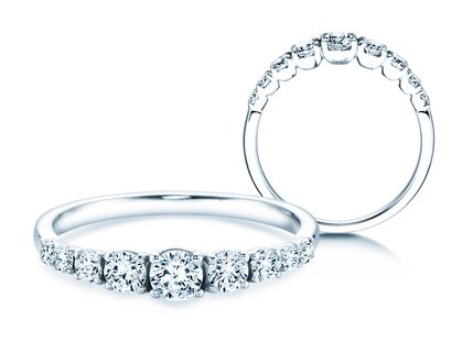 Verlobungsring 9 Diamonds in Platin 950/- mit Diamanten 0,61ct G/SI