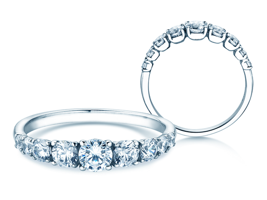 Verlobungsring 9 Diamonds in 9K Weißgold mit Diamanten 1,00ct G/SI
