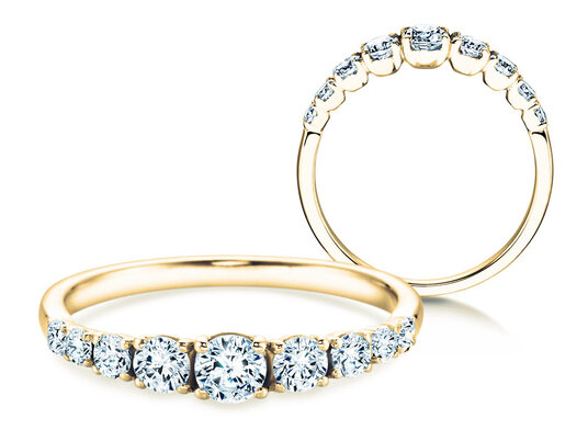 Verlobungsring 9 Diamonds in 18K Gelbgold mit Diamanten 0,43ct G/SI