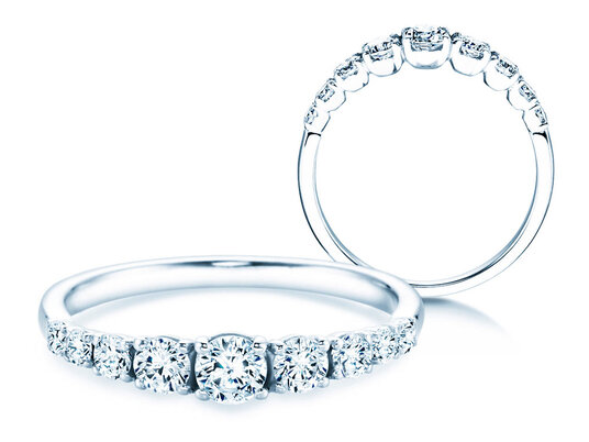 Verlobungsring 9 Diamonds in 14K Weißgold mit Diamanten 0,43ct G/SI