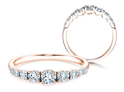Verlobungsring 9 Diamonds in 14K Roségold mit Diamanten 0,43ct G/SI