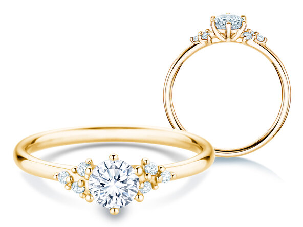 Verlobungsring Blossom in 14K Gelbgold mit Diamanten 0,58ct G/SI