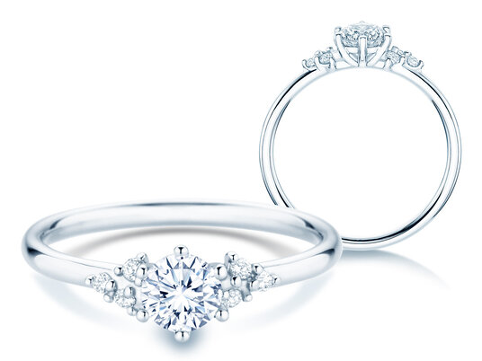 Verlobungsring Blossom in 9K Weißgold mit Diamanten 0,58ct G/SI