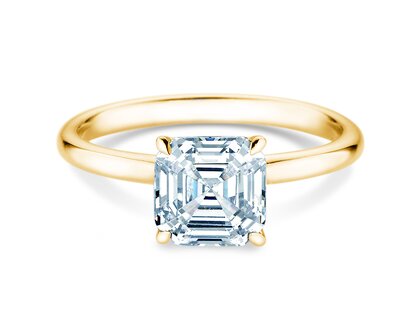 Verlobungsring Asscher Cut in 9K Gelbgold mit Labordiamant 0,15ct E/VS