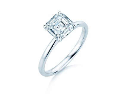 Verlobungsring Asscher Cut in 9K Weißgold mit Labordiamant 0,15ct E/VS