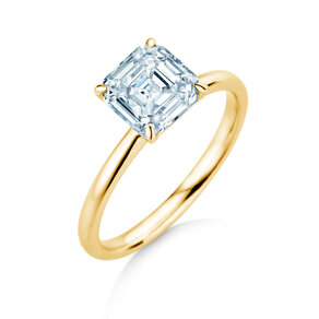 Verlobungsring Asscher Cut in 9K Gelbgold mit Labordiamant 0,15ct E/VS