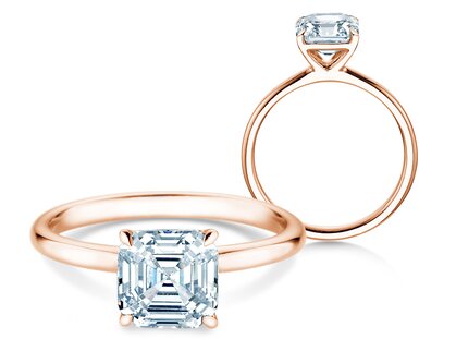 Verlobungsring Asscher Cut in Roségold