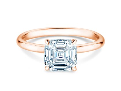 Verlobungsring Asscher Cut in 9K Roségold mit Labordiamant 0,15ct E/VS