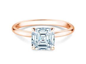 Verlobungsring Asscher Cut in 9K Roségold mit Labordiamant 0,15ct E/VS
