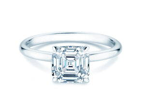 Verlobungsring Asscher Cut in 9K Weißgold mit Labordiamant 0,15ct E/VS