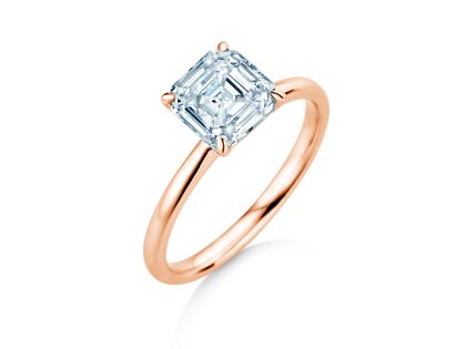 Verlobungsring Asscher Cut in 9K Roségold mit Labordiamant 0,15ct E/VS