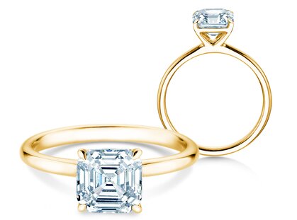 Verlobungsring Asscher Cut in 9K Gelbgold mit Labordiamant 1,50ct