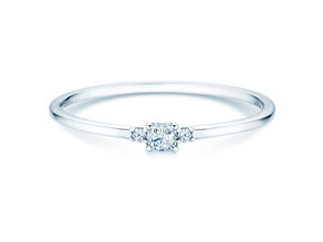 Verlobungsring Vivid Petite Cushion Cut in 9K Weißgold mit Diamanten 0,10ct G/SI