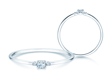 Verlobungsring Vivid Petite Cushion Cut in 9K Weißgold mit Diamanten 0,10ct G/SI
