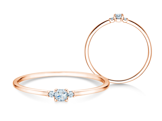 Verlobungsring Vivid Petite Cushion Cut in 9K Roségold mit Diamanten 0,10ct G/SI