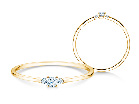 Verlobungsring Vivid Petite Cushion Cut in 9K Gelbgold mit Diamanten 0,10ct G/SI