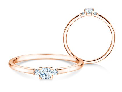 Verlobungsring Vivid Petite Cushion Cut in 9K Roségold mit Diamanten 0,30ct G/SI