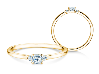 Verlobungsring Vivid Petite Cushion Cut in 9K Gelbgold mit Diamanten 0,30ct G/SI
