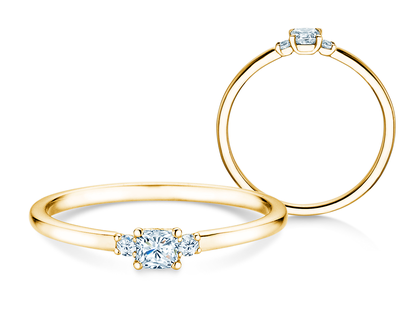 Verlobungsring Vivid Petite Cushion Cut in Gelbgold