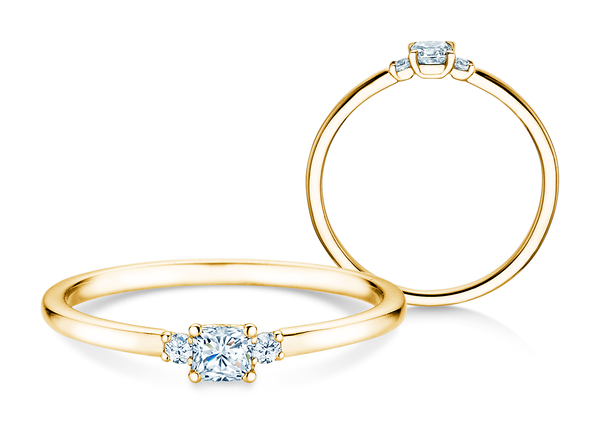 Verlobungsring Vivid Petite Cushion Cut in 9K Gelbgold mit Diamanten 0,30ct G/SI