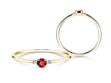 Verlobungsring Vivid Petite in 9K Weißgold mit Rubin 0,08ct und Diamanten 0,02ct