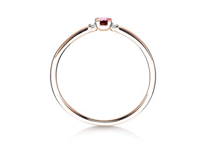 Verlobungsring Vivid Petite in 9K Roségold mit Rubin 0,08ct und Diamanten 0,02ct