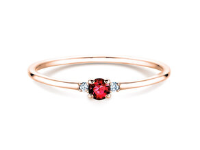 Verlobungsring Vivid Petite in 9K Roségold mit Rubin 0,08ct und Diamanten 0,02ct