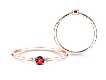 Verlobungsring Vivid Petite in 9K Weißgold mit Rubin 0,08ct und Diamanten 0,02ct