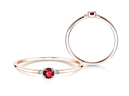 Verlobungsring Vivid Petite in 14K Roségold mit Rubin 0,08ct und Diamanten 0,02ct