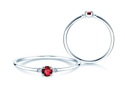 Verlobungsring Vivid Petite in Platin 950/- mit Rubin 0,08ct und Diamanten 0,02ct