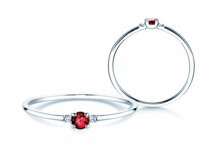 Verlobungsring Vivid Petite in Platin 950/- mit Rubin 0,08ct und Diamanten 0,02ct