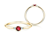 Verlobungsring Vivid Petite in 14K Gelbgold mit Rubin 0,16ct und Diamanten 0,04ct