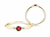 Verlobungsring Vivid Petite in 14K Gelbgold mit Rubin 0,16ct und Diamanten 0,04ct