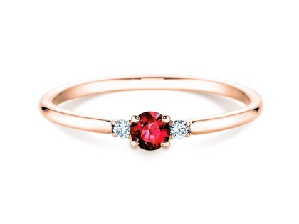 Verlobungsring Vivid Petite in 14K Roségold mit Rubin 0,16ct und Diamanten 0,04ct