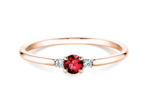 Verlobungsring Vivid Petite in 14K Roségold mit Rubin 0,16ct und Diamanten 0,04ct