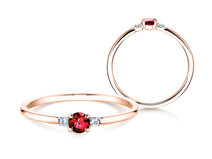 Verlobungsring Vivid Petite in 14K Roségold mit Rubin 0,16ct und Diamanten 0,04ct