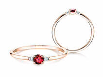 Verlobungsring Vivid Petite in 14K Roségold mit Rubin 0,16ct und Diamanten 0,04ct
