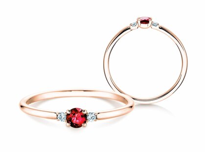 Verlobungsring Vivid Petite in 14K Roségold mit Rubin 0,16ct und Diamanten 0,04ct