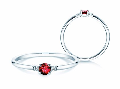 Verlobungsring Vivid Petite in 14K Weißgold mit Rubin 0,16ct und Diamanten 0,04ct
