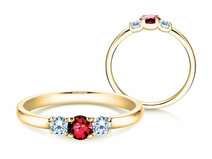 Verlobungsring Vivid Petite in 9K Gelbgold mit Rubin 0,20ct und Diamanten 0,20ct