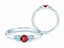 Verlobungsring Vivid Petite in 9K Weißgold mit Rubin 0,20ct und Diamanten 0,20ct