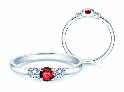 Verlobungsring Vivid Petite in 9K Weißgold mit Rubin 0,20ct und Diamanten 0,20ct