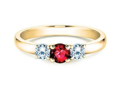 Verlobungsring Vivid Petite in 9K Gelbgold mit Rubin 0,30ct und Diamanten 0,30ct