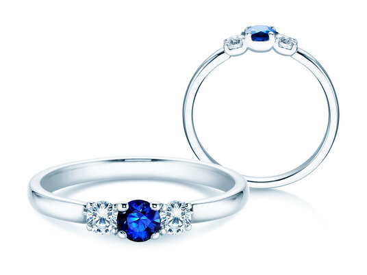 Verlobungsring Vivid Petite in 14K Weißgold mit Saphir 0,20ct und Diamanten 0,20ct