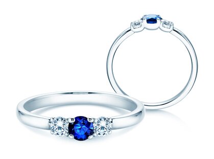 Verlobungsring Vivid Petite in 9K Weißgold mit Saphir 0,20ct und Diamanten 0,20ct