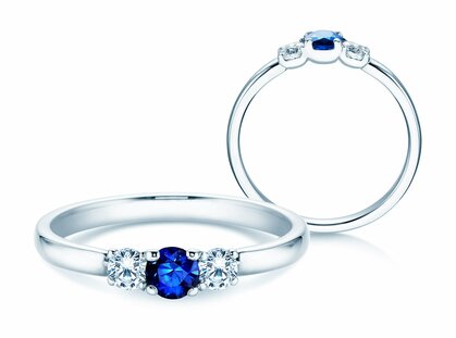 Verlobungsring Vivid Petite in 9K Weißgold mit Saphir 0,20ct und Diamanten 0,20ct