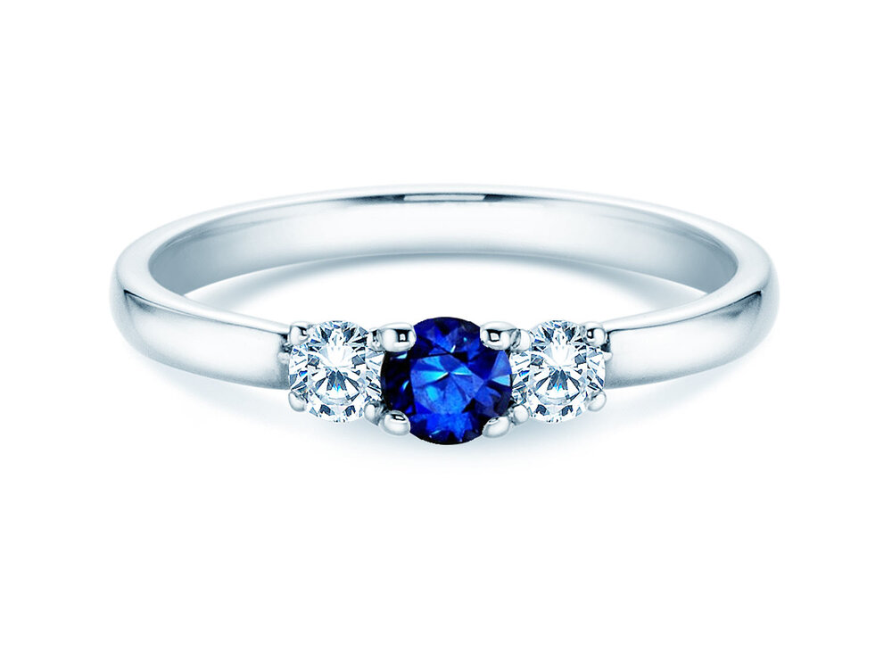 Verlobungsring Vivid Petite in 18K Weißgold mit Saphir 0,20ct und Diamanten 0,20ct